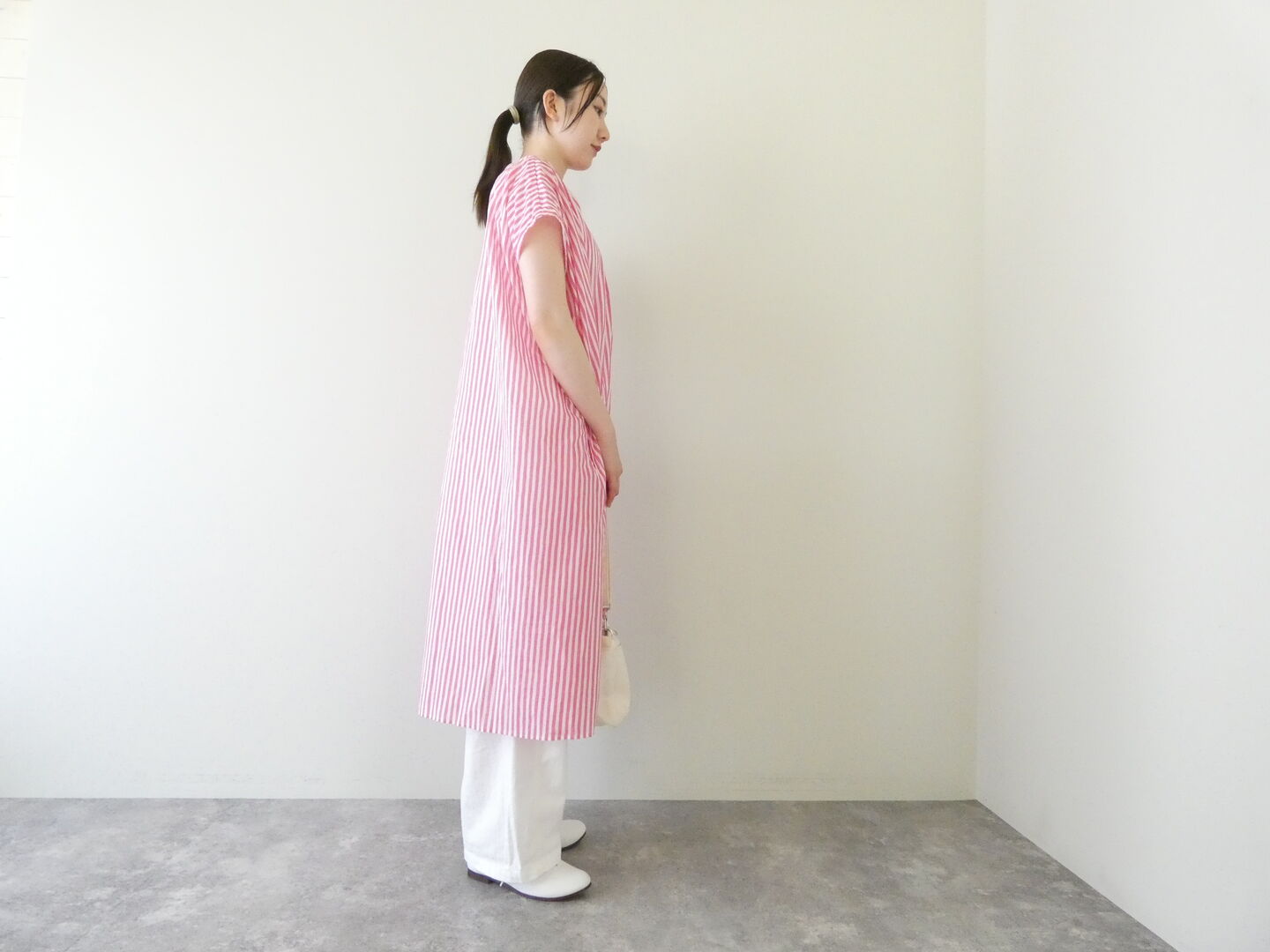 R&D.M.Co-(オールドマンズテーラー) CANDY STRIPE FRONT GATHER N/SLEEVE DRESSの商品画像7