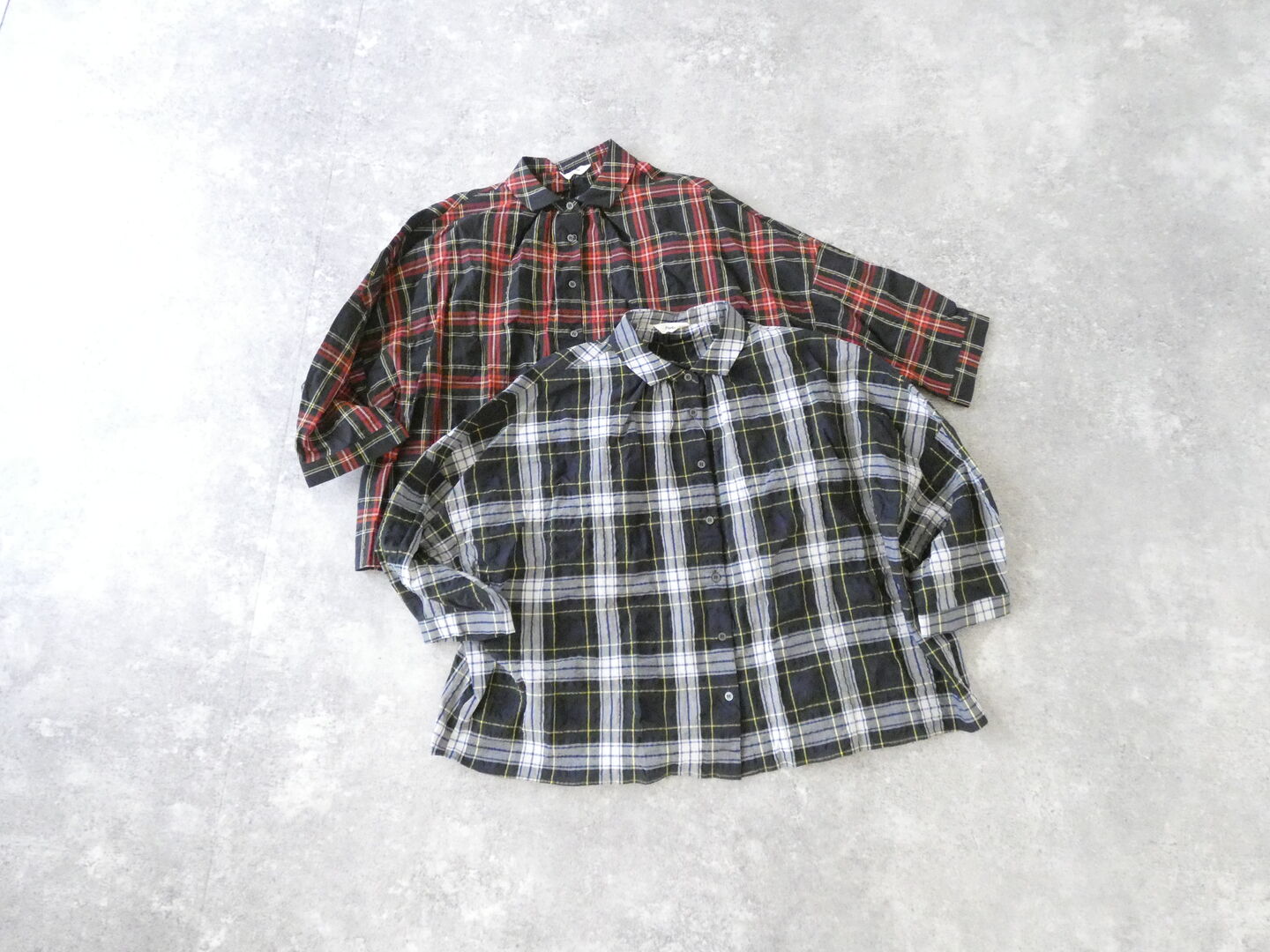 PK サッカークラシックタータンチェックワイドカラービッグブラウスの商品画像3