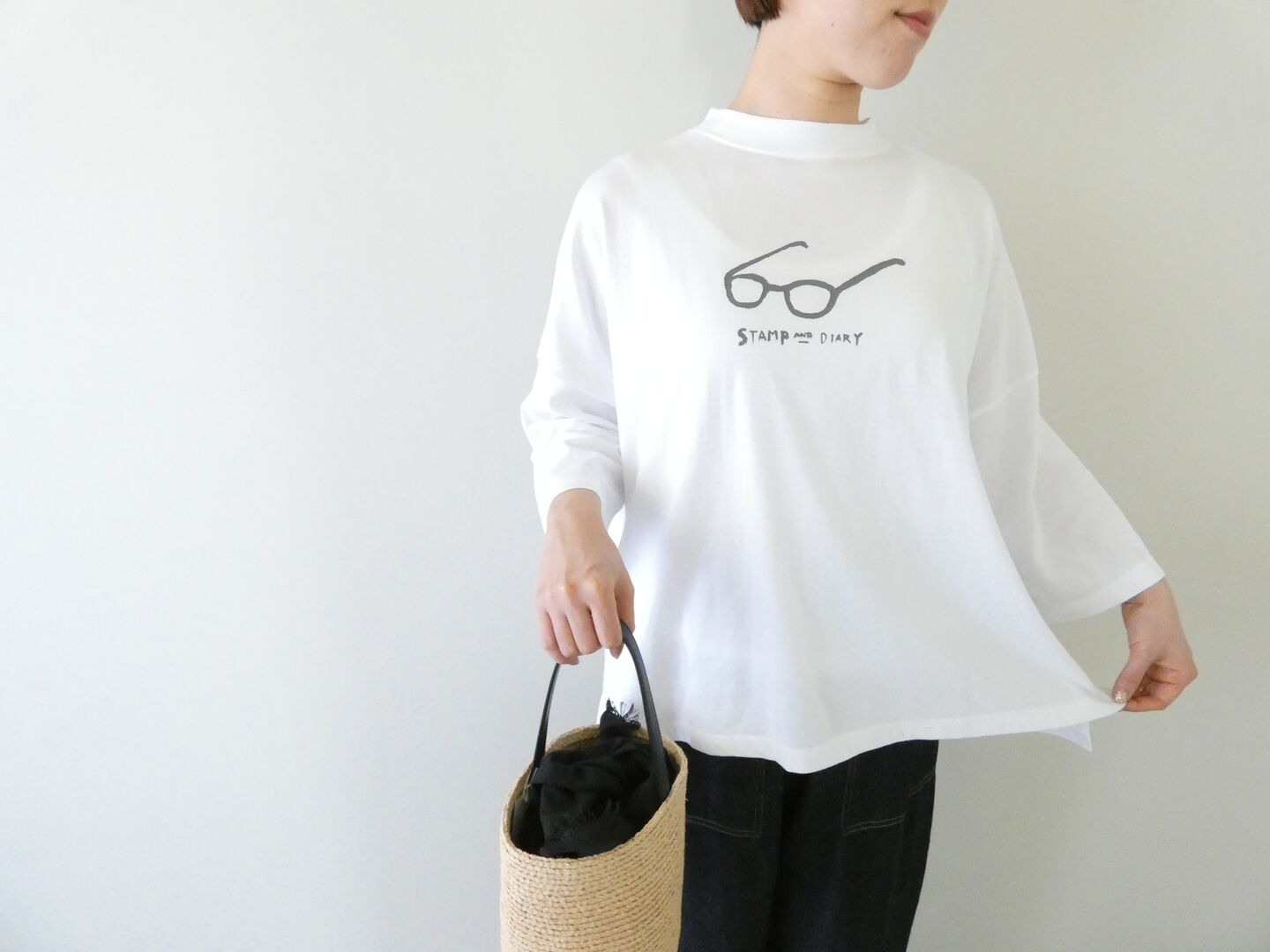 STAMP AND DIARY(スタンプアンドダイアリー) ハイマイクロコットン天竺LIFE Tシャツ メガネの商品画像1