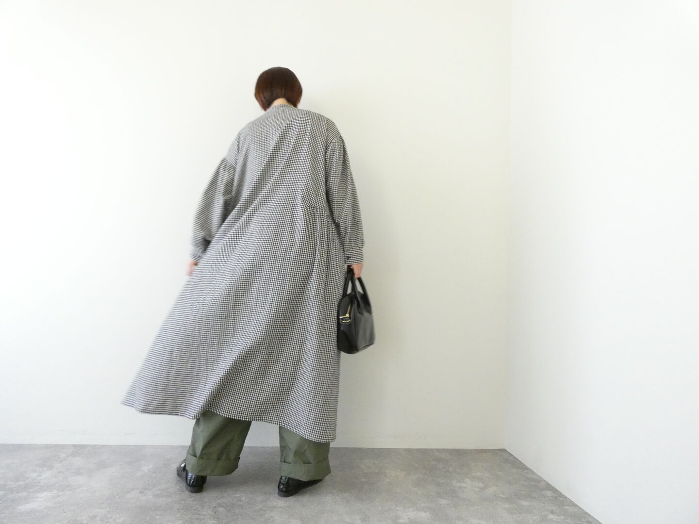 ichi(イチ) 起毛チェックサイドギャザーワンピースの商品画像5