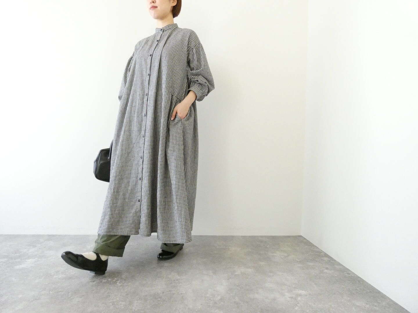 ichi(イチ) 起毛チェックサイドギャザーワンピースの商品画像8