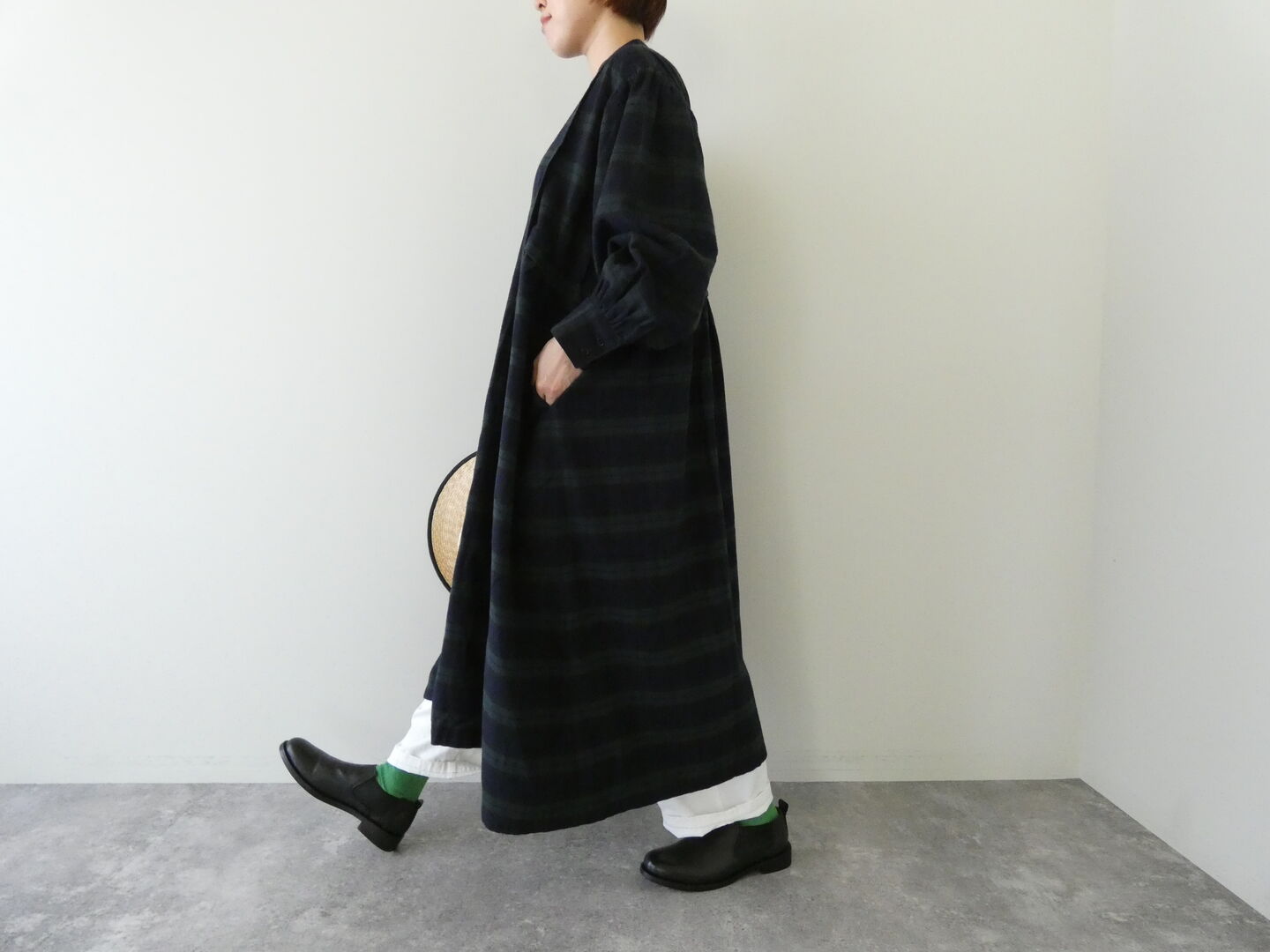 ichi(イチ) ネル起毛チェックサイドギャザーワンピースの商品画像2