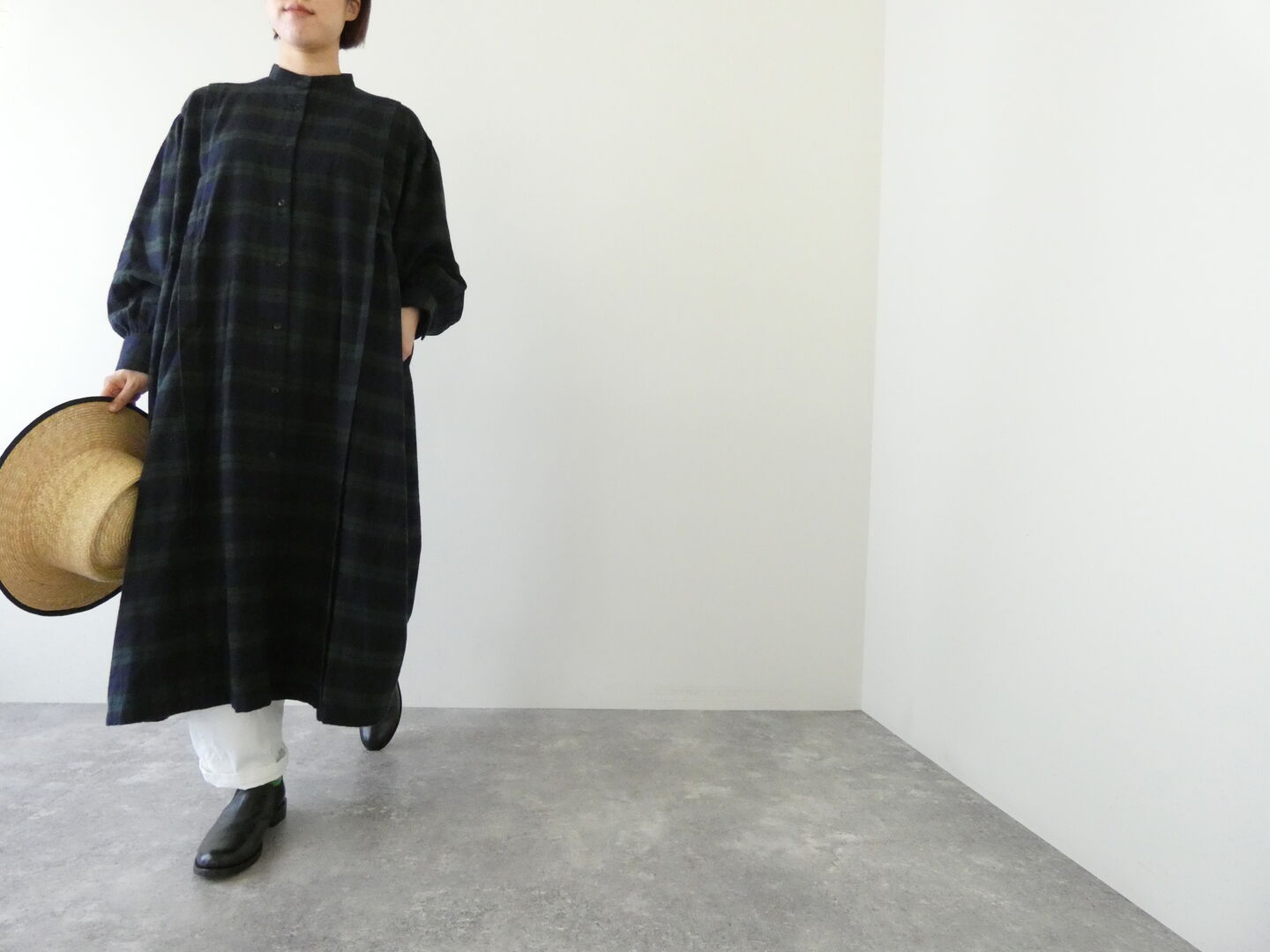 ichi(イチ) ネル起毛チェックサイドギャザーワンピースの商品画像4