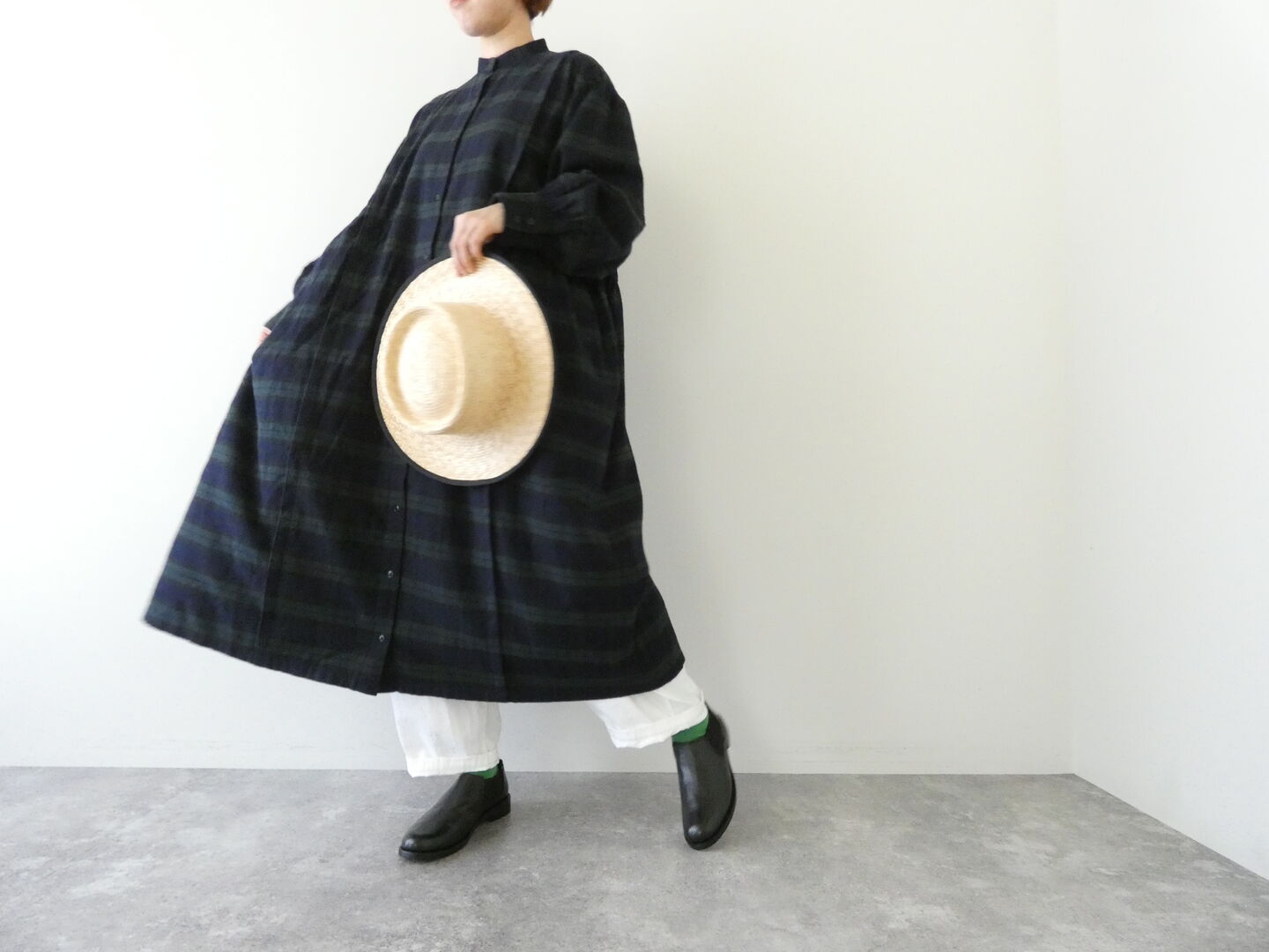 ichi(イチ) ネル起毛チェックサイドギャザーワンピースの商品画像7