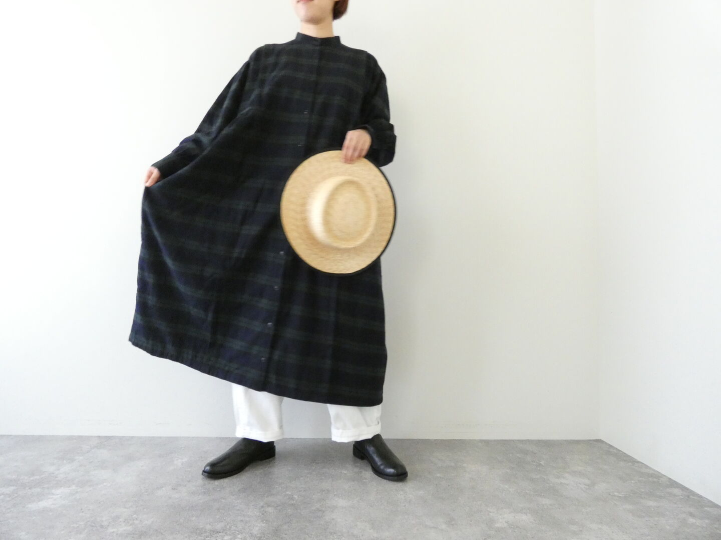 ichi(イチ) ネル起毛チェックサイドギャザーワンピースの商品画像8