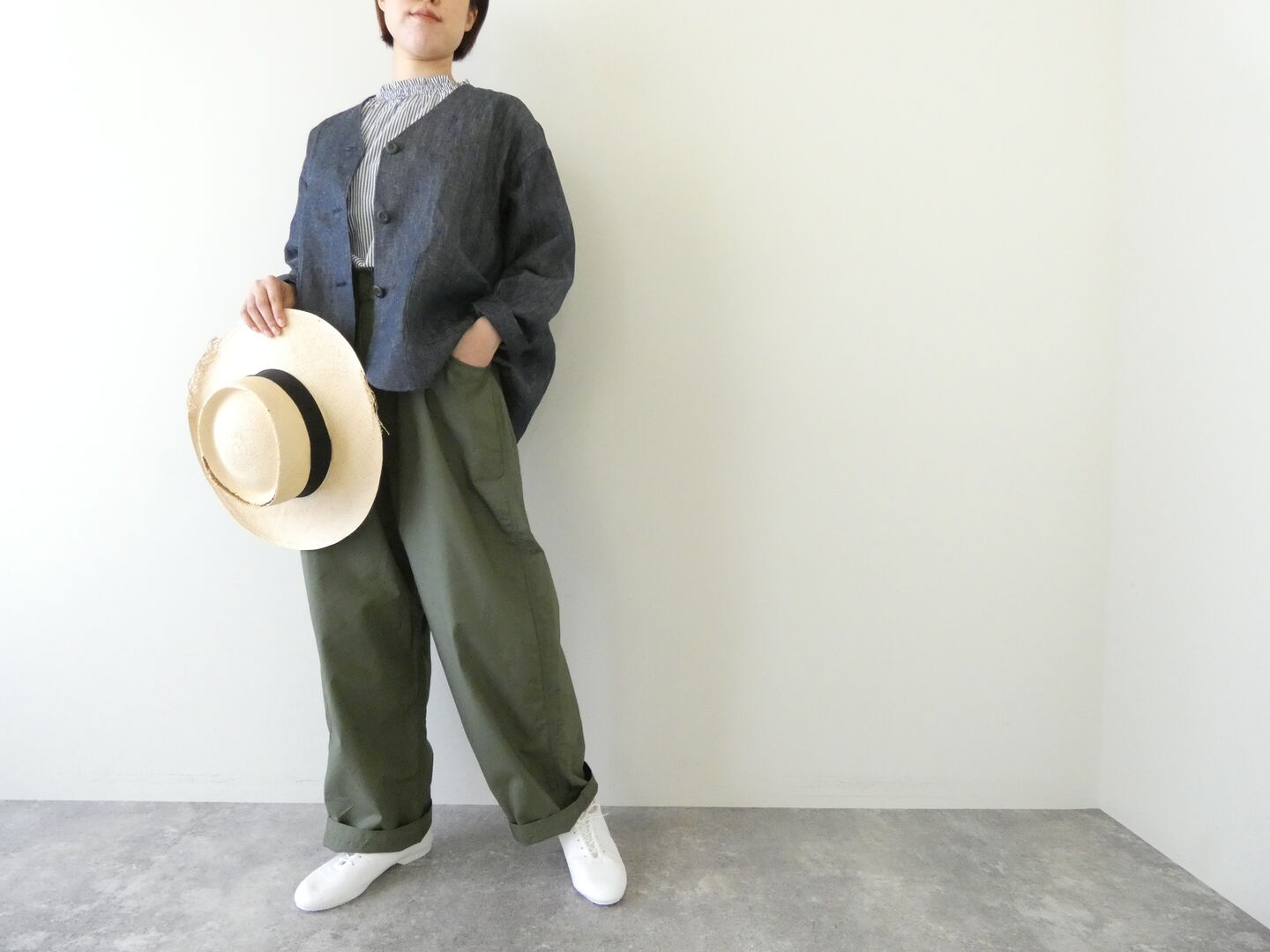 ina(イナ) ヴィンテージリネンチノクロスV開きジャケットの商品画像1