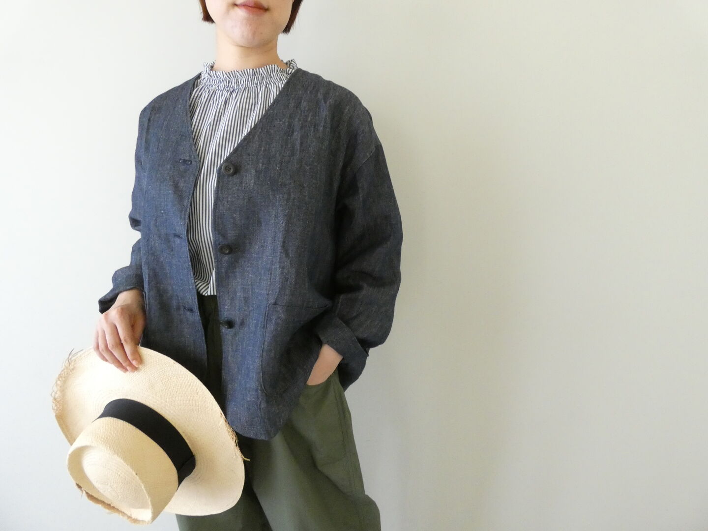 ina(イナ) ヴィンテージリネンチノクロスV開きジャケットの商品画像8