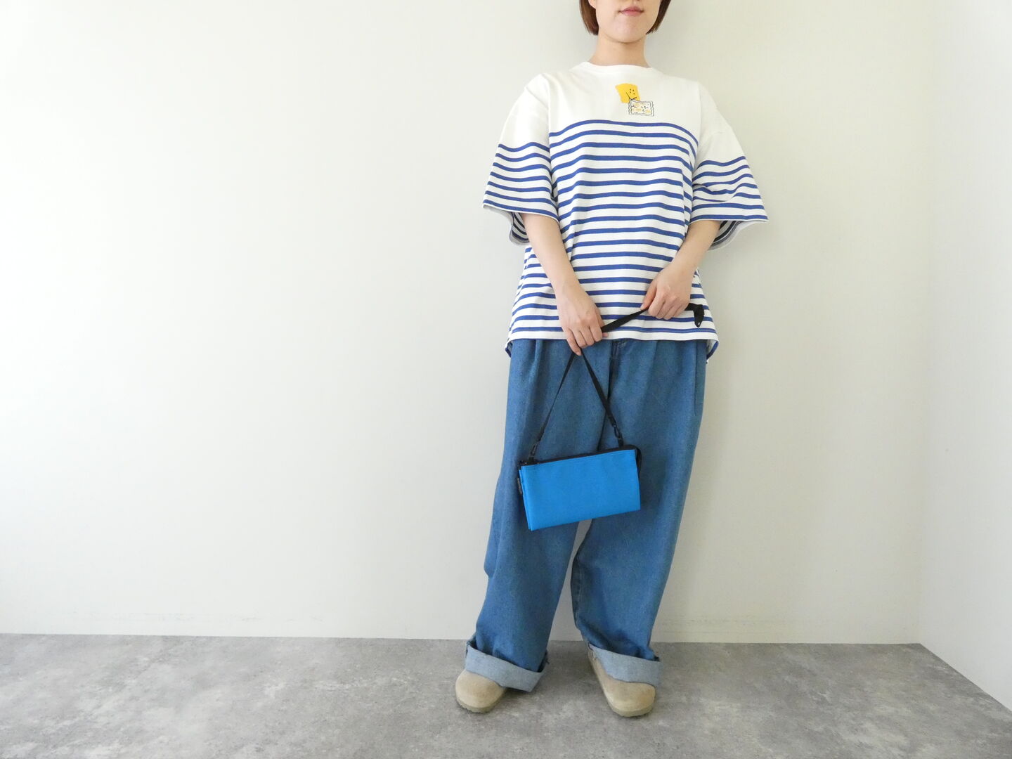 KAPITAL(キャピタル) パネルボーダー天竺BOX-T(PECKISH RAINBOWY pt)の商品画像1