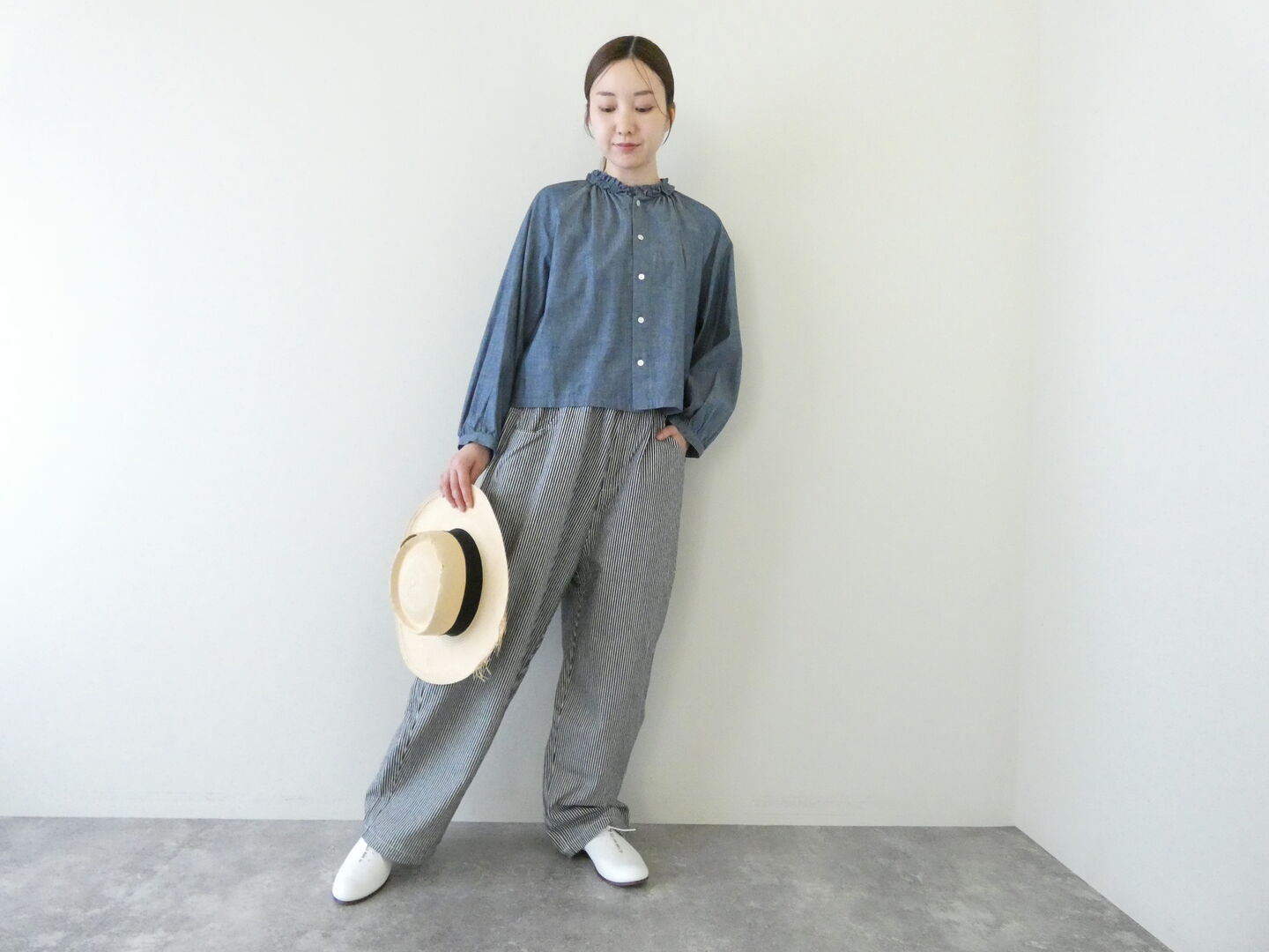 LE GLAZIK(ルグラジック) インディゴダンガリーラッフルシャツの商品画像2