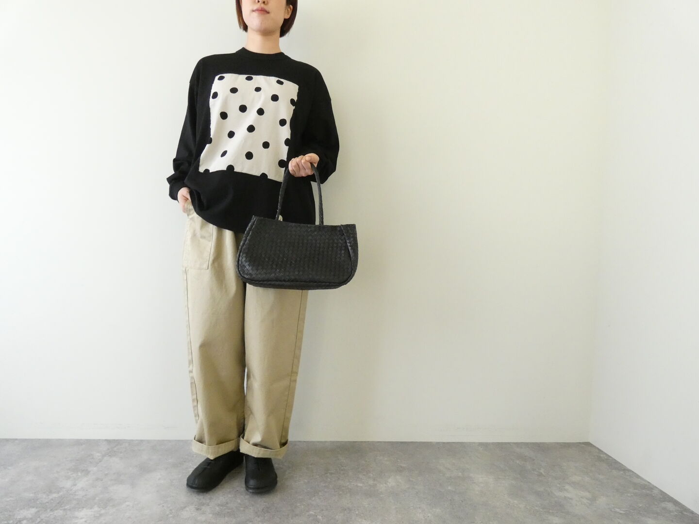prit(プリット) 17/1空紡天竺×ラフドットプリントフレームロングTシャツの商品画像1