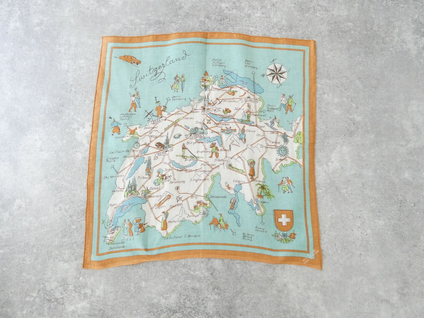 快晴堂(かいせいどう) バンダナ/スイス・Map柄の商品画像2