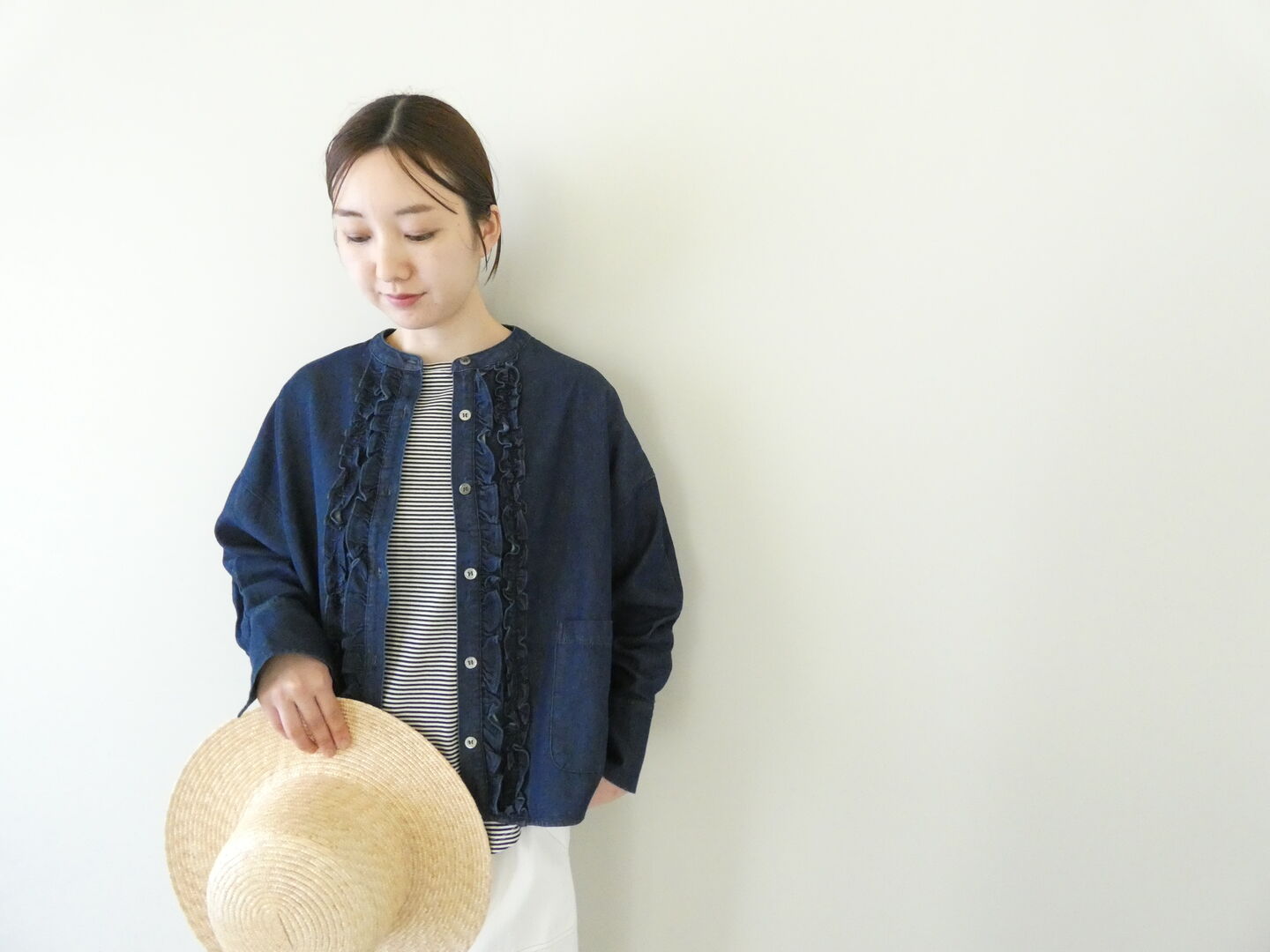 mao made(マオメイド) T/Cデニムシリーズ ふりふりフリルカバーオールの商品画像1