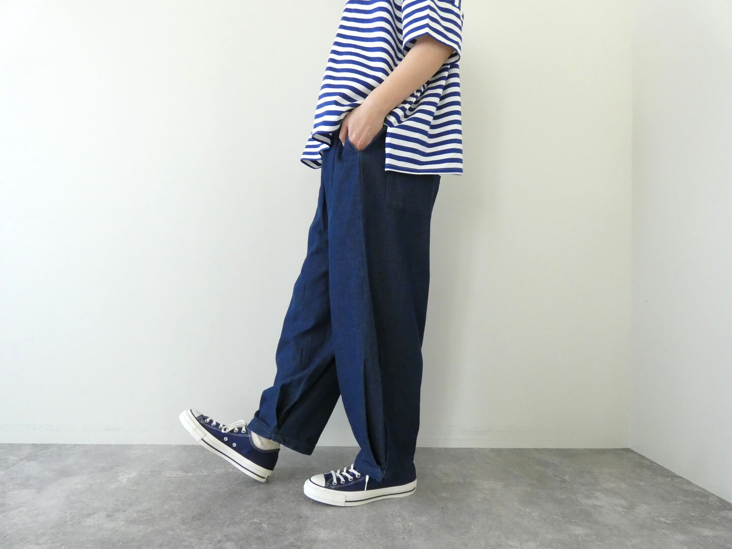mao made(マオメイド) T/Cデニム　裾サイドタックバルーンパンツの商品画像5