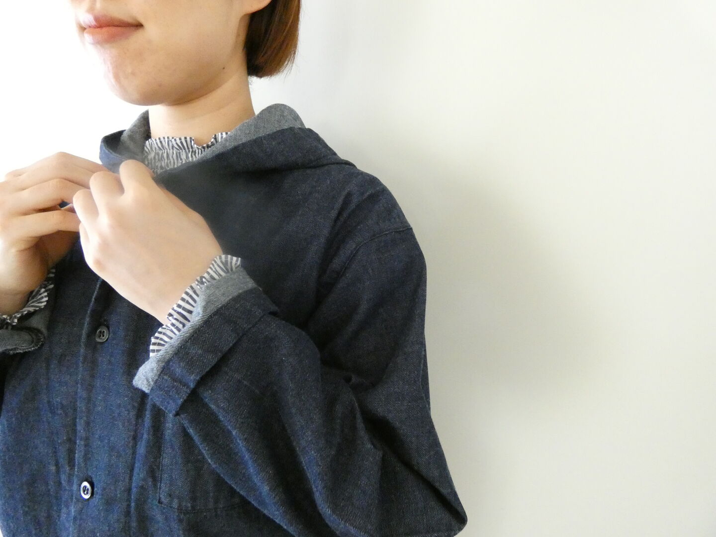 MidiUmi(ミディウミ) denim hooded shirt　フーディッドシャツの商品画像8