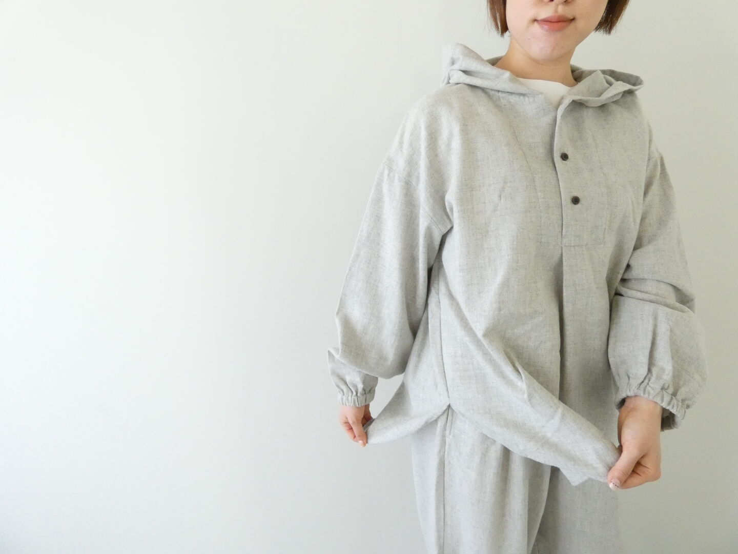 prit(プリット) 1/1ウールカラークロス　フードプルオーバーシャツの商品画像5