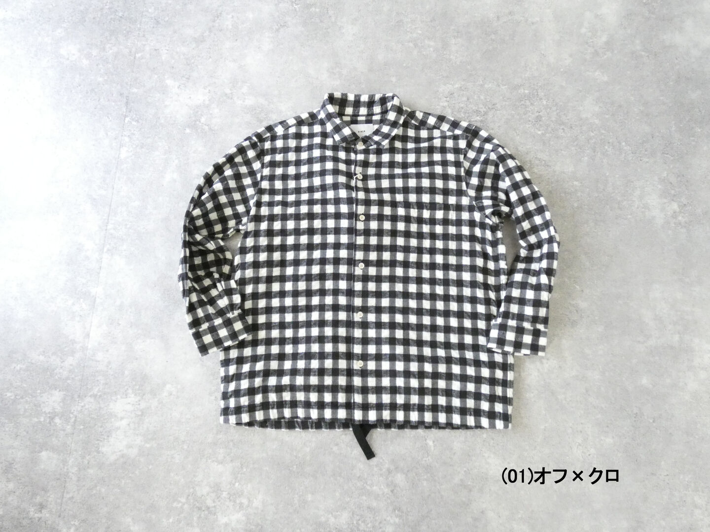 RINEN(リネン) コットンチェック起毛 裾ヒモレギュラーカラーシャツの商品画像12