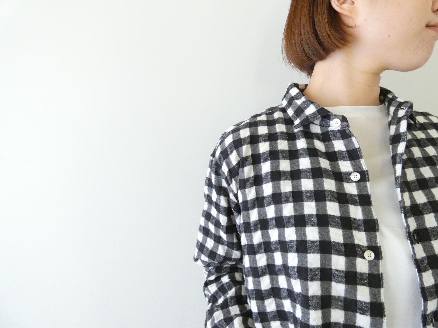 RINEN(リネン) コットンチェック起毛 裾ヒモレギュラーカラーシャツの商品画像6