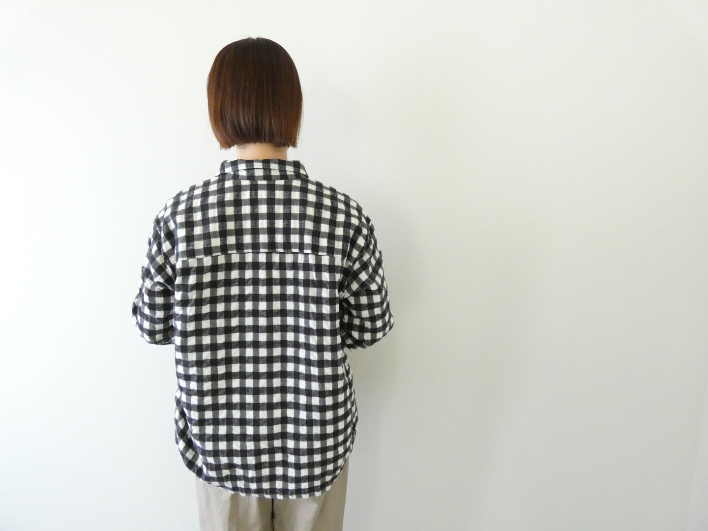 RINEN(リネン) コットンチェック起毛 裾ヒモレギュラーカラーシャツの商品画像8