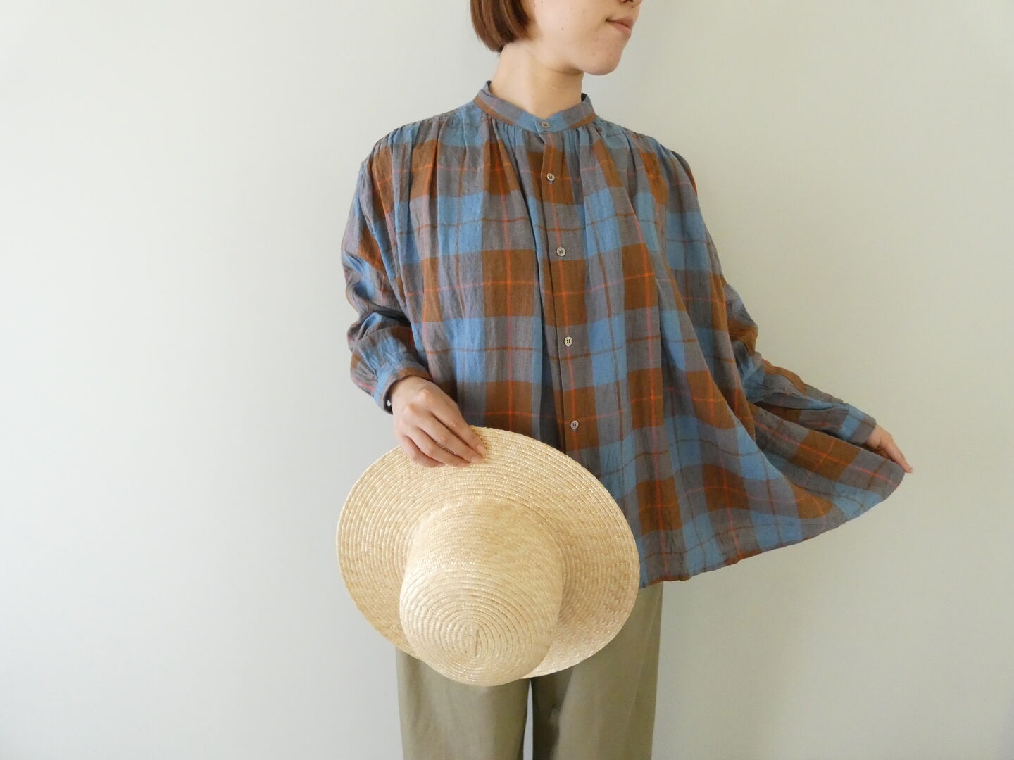 ichiAntiquite's(イチアンティークス) CHECK SHIRT　コットンリネンチェックシャツの商品画像1