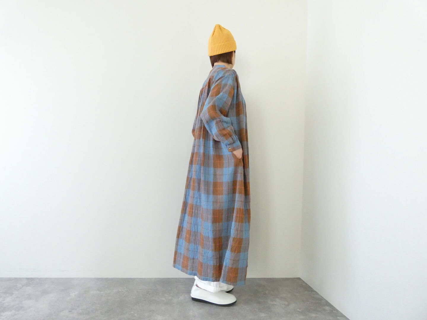 ichiAntiquite's(イチアンティークス) CHECK DRESS　コットンリネンチェックドレスの商品画像2
