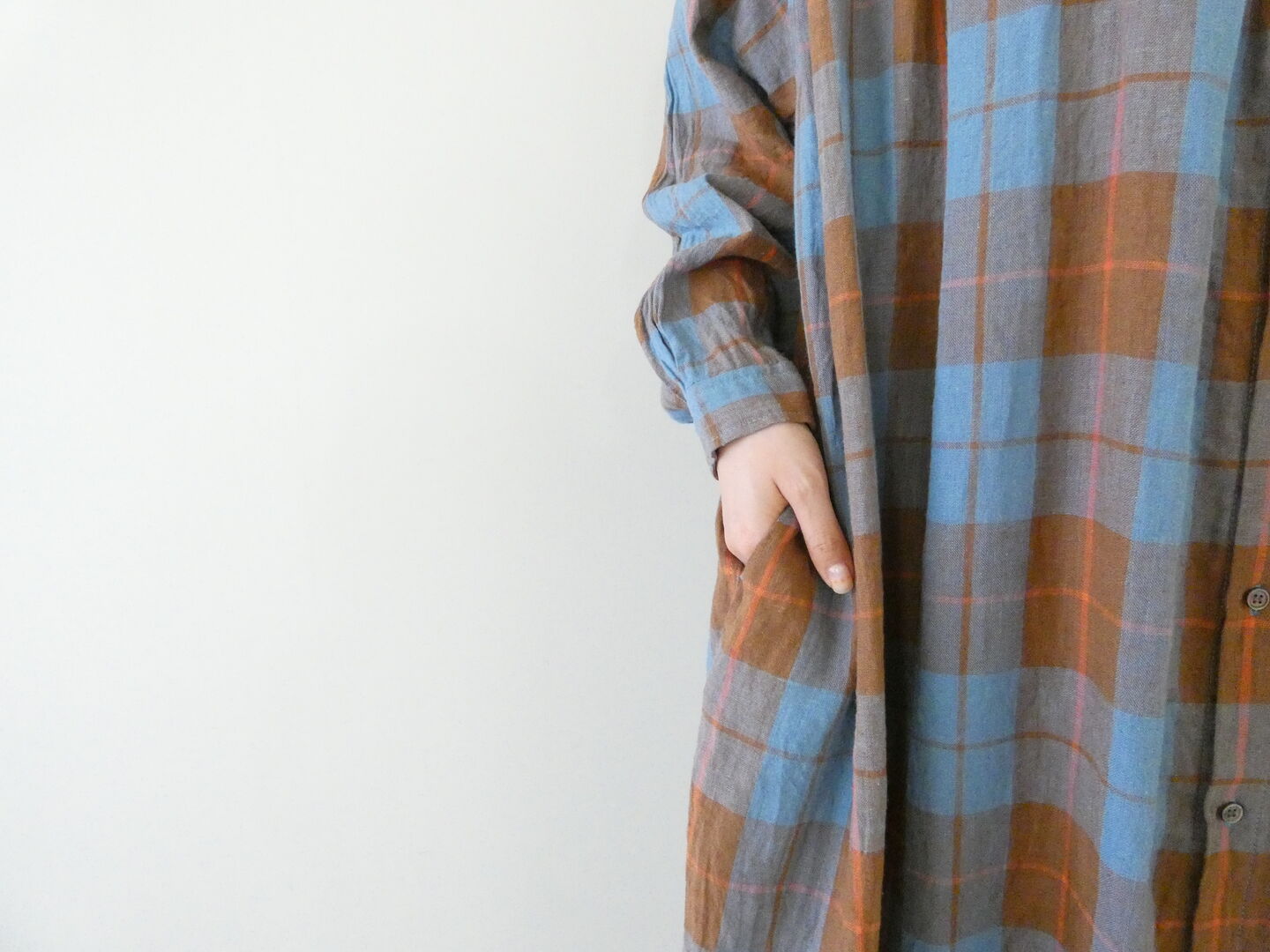 ichiAntiquite's(イチアンティークス) CHECK DRESS　コットンリネンチェックドレスの商品画像22