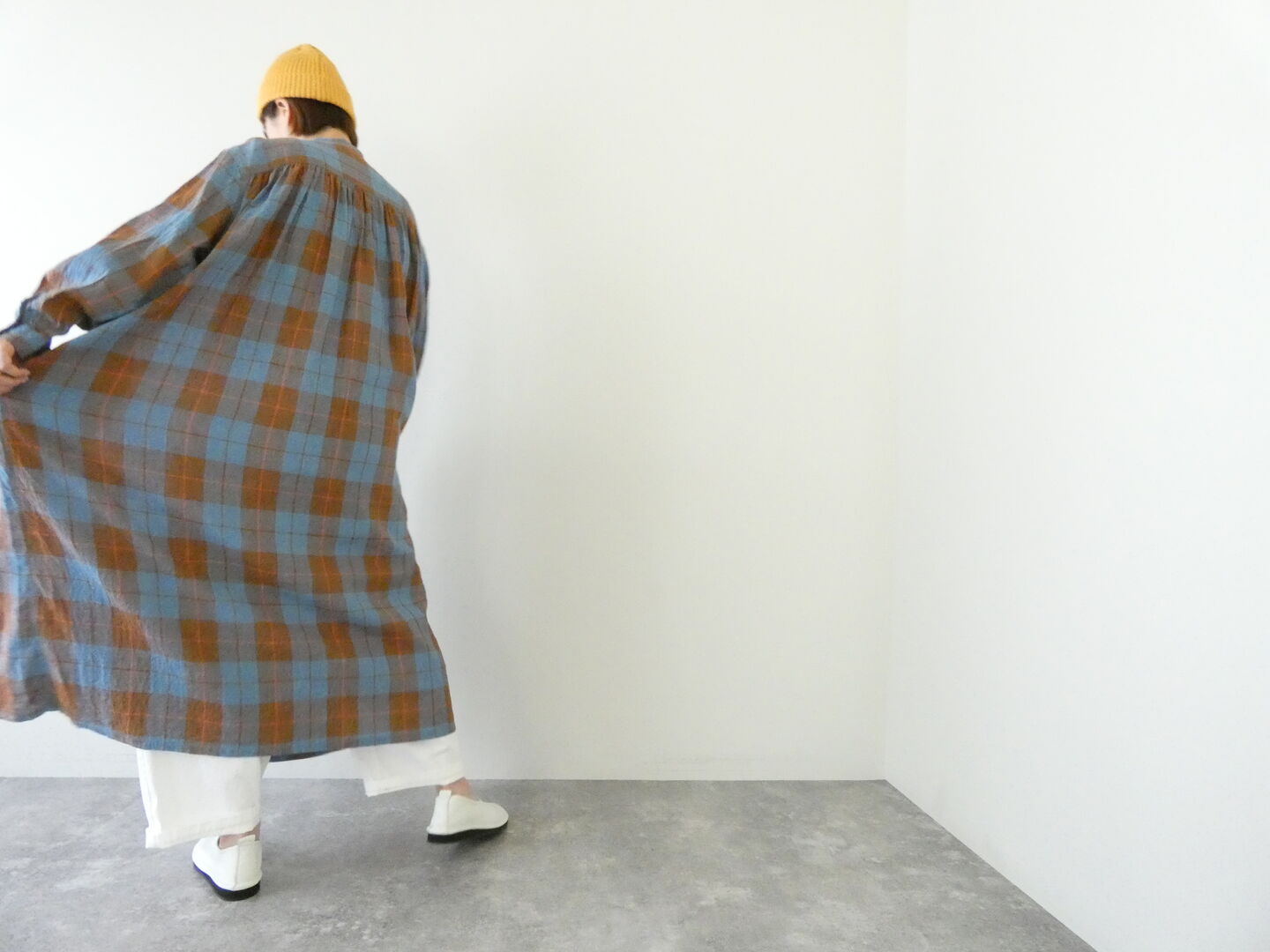 ichiAntiquite's(イチアンティークス) CHECK DRESS　コットンリネンチェックドレスの商品画像6