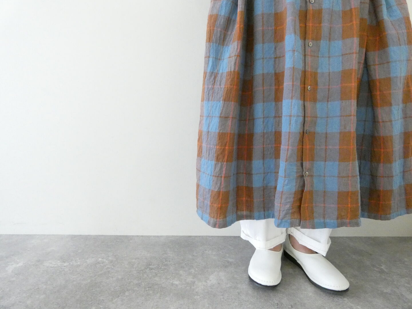 ichiAntiquite's(イチアンティークス) CHECK DRESS　コットンリネンチェックドレスの商品画像8