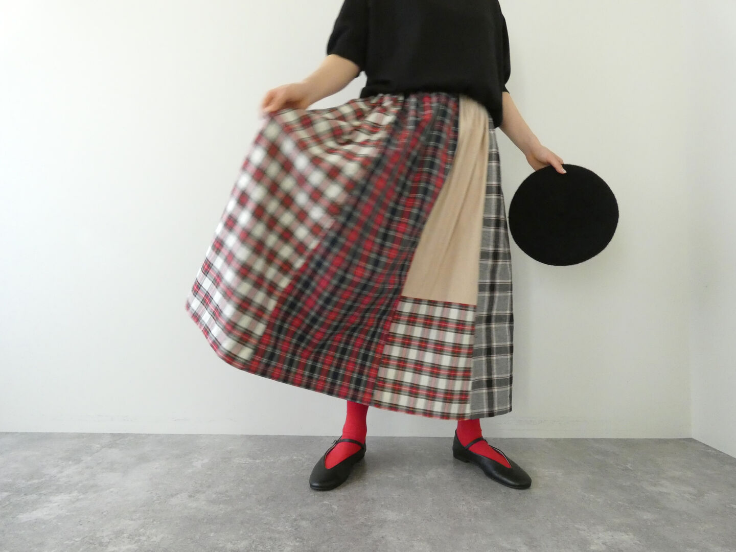 NATURAL LAUNDRY(ナチュラルランドリー) 先染めパネルシャーリングスカートの商品画像1