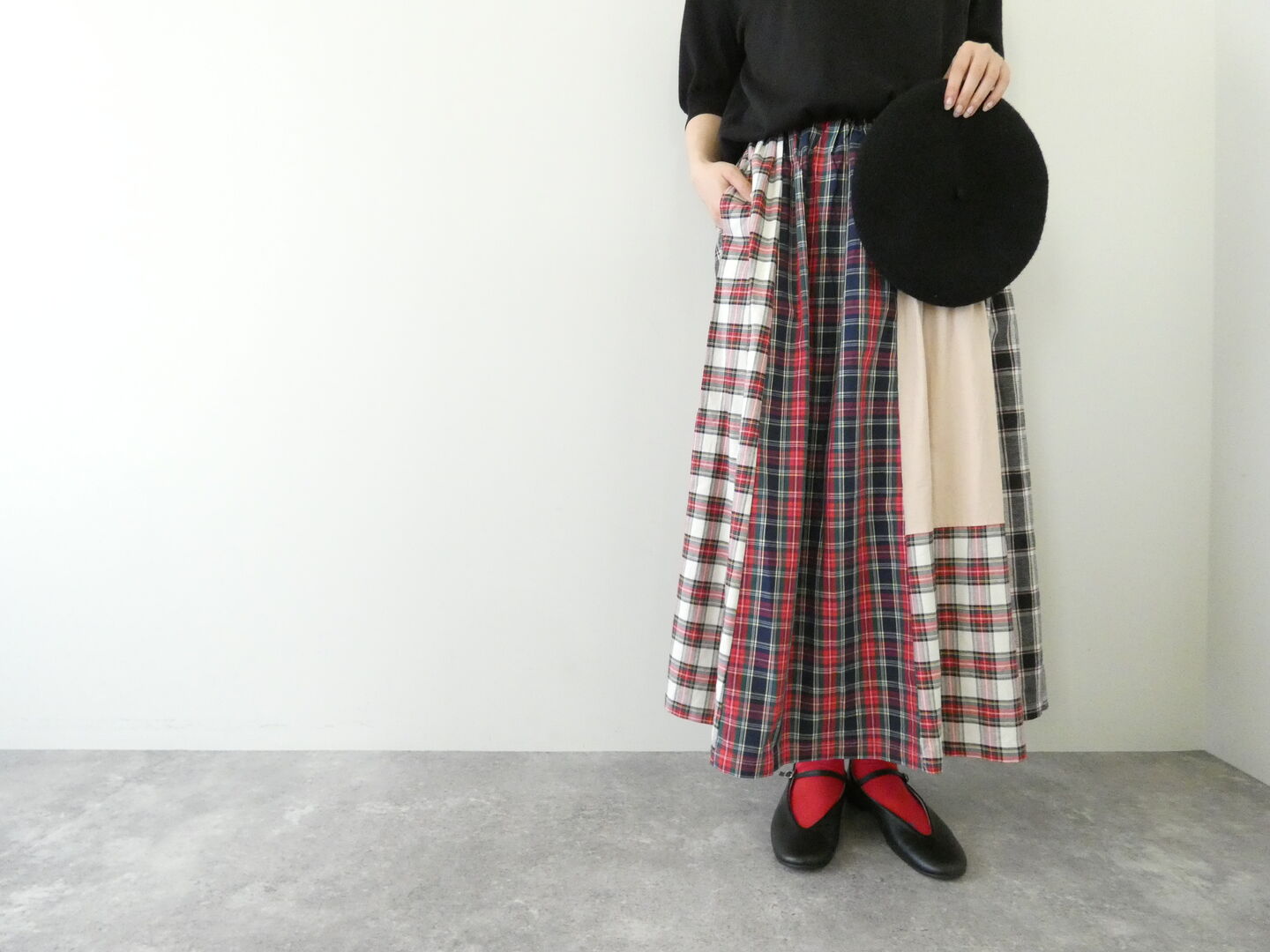 NATURAL LAUNDRY(ナチュラルランドリー) 先染めパネルシャーリングスカートの商品画像2