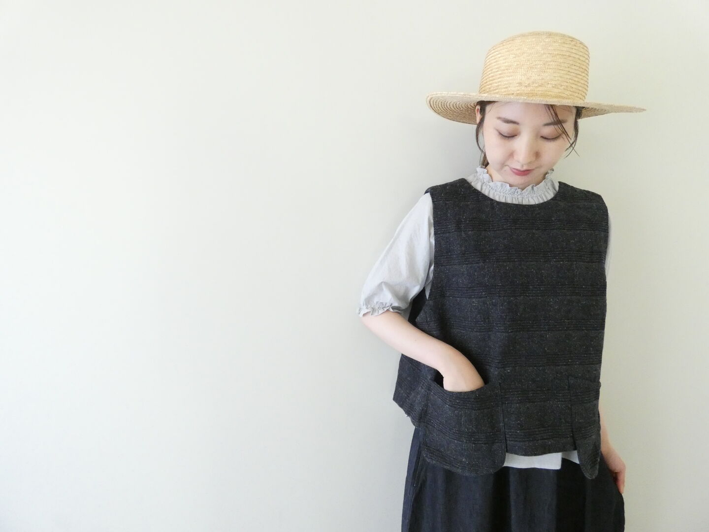 tumugu(ツムグ) グレンチェックデニムジャガード2wayベストの商品画像5