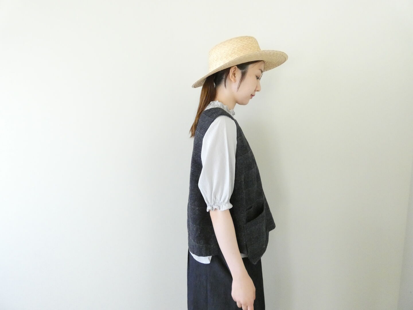 tumugu(ツムグ) グレンチェックデニムジャガード2wayベストの商品画像6