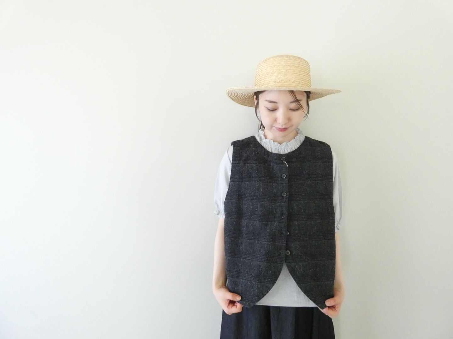 tumugu(ツムグ) グレンチェックデニムジャガード2wayベストの商品画像8