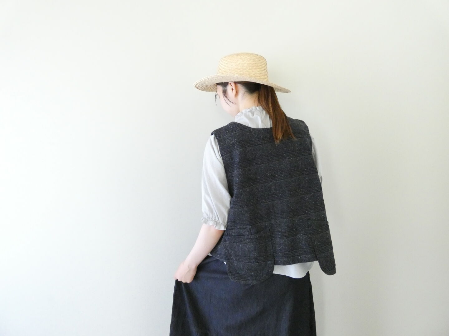 tumugu(ツムグ) グレンチェックデニムジャガード2wayベストの商品画像9