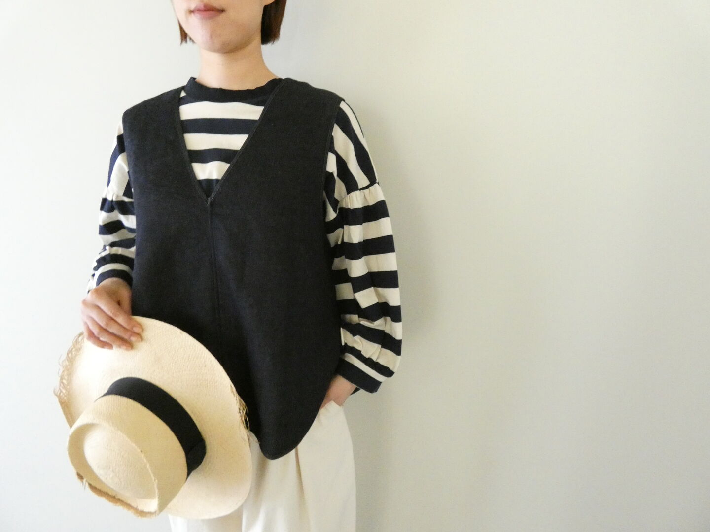 NARU ムラ糸デニム裏起毛フリップ2WAYベストの商品画像1