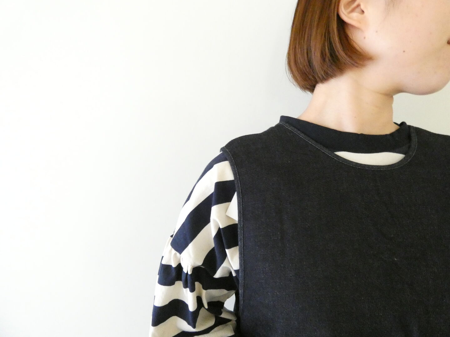 NARU ムラ糸デニム裏起毛フリップ2WAYベストの商品画像12