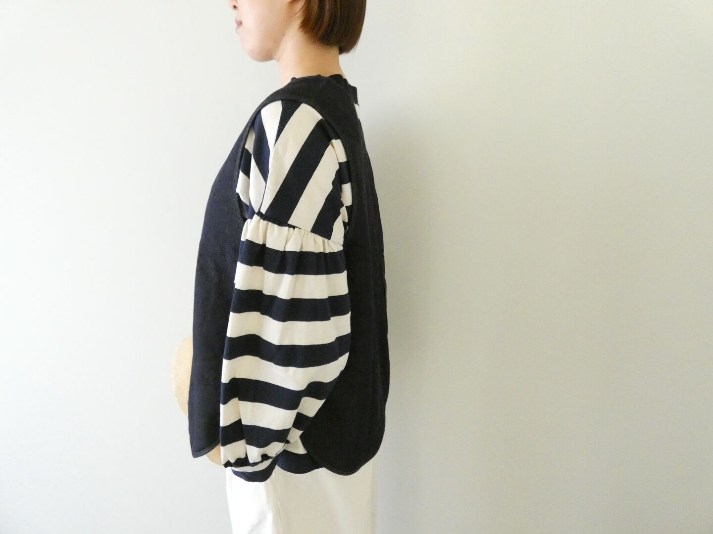 NARU ムラ糸デニム裏起毛フリップ2WAYベストの商品画像7