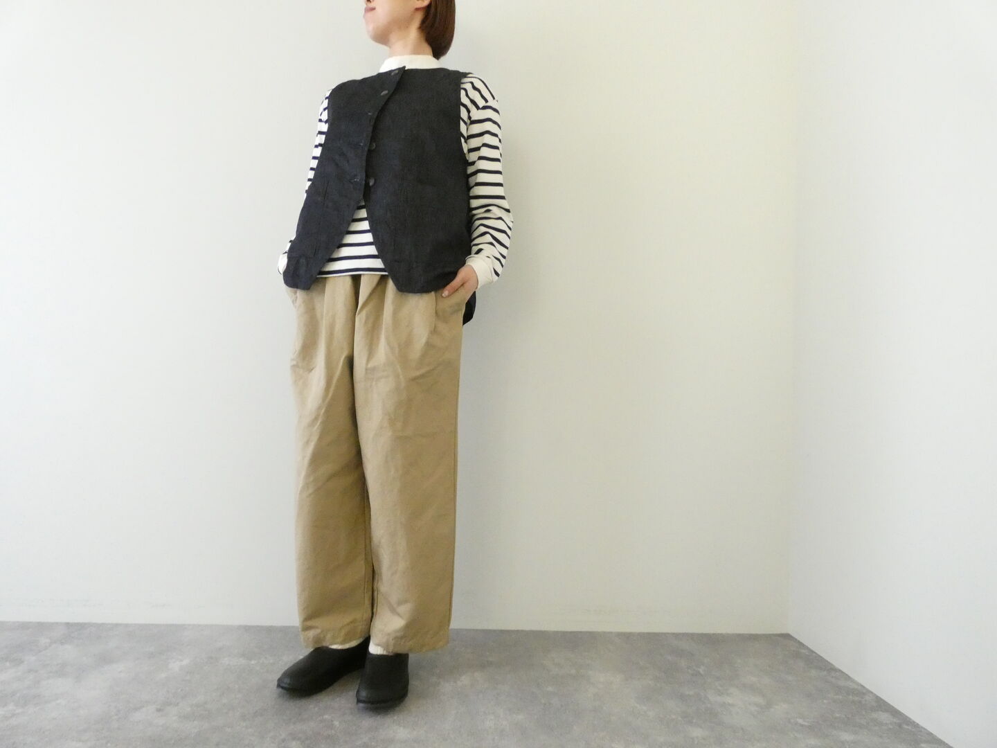 prit(プリット) コットンリネン交織カルゼタックバギーパンツの商品画像3
