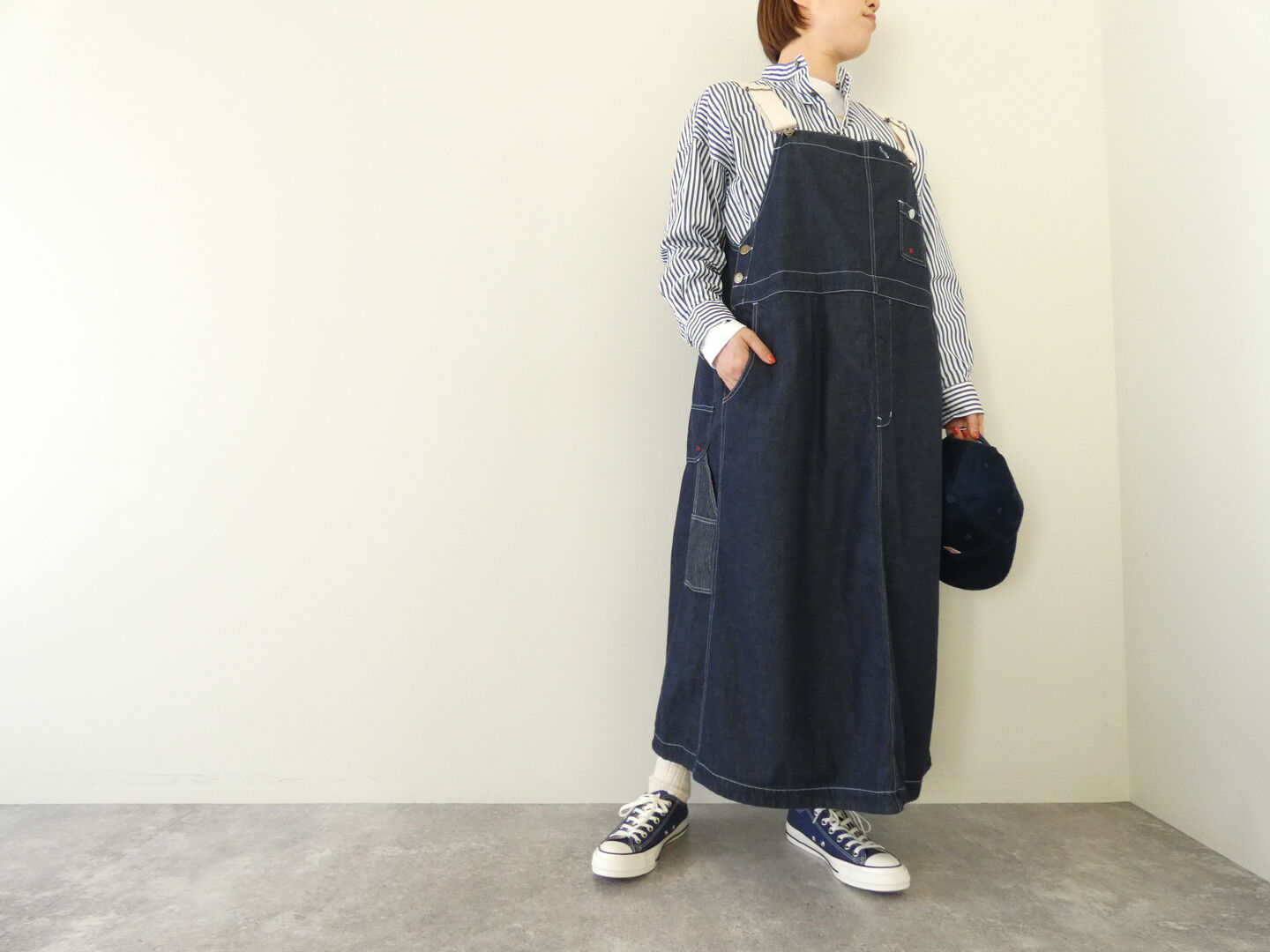 快晴堂(かいせいどう) Girlsマルチシーズン 7オンスデニム BIGオーバーオールスカートの商品画像1
