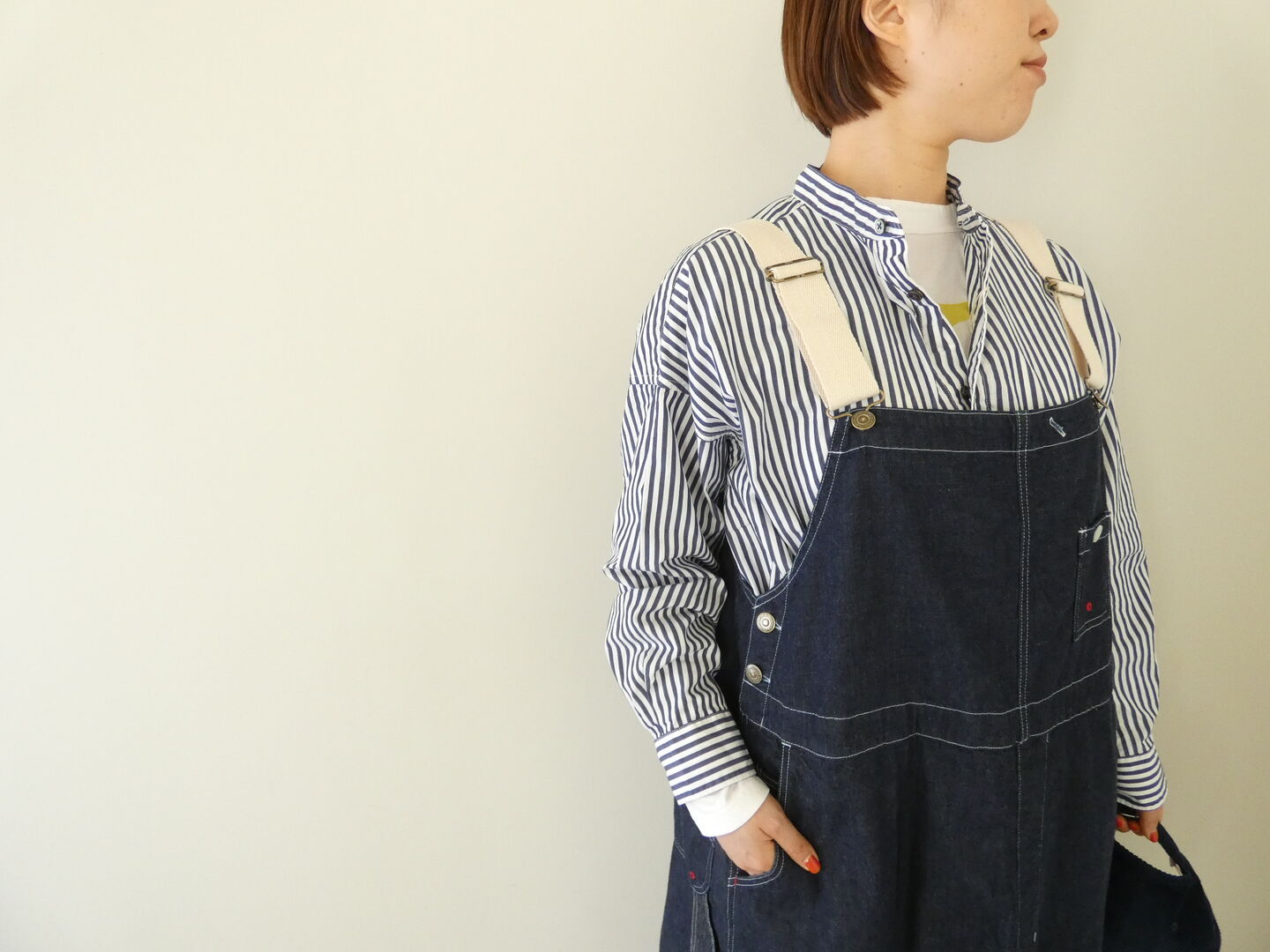 快晴堂(かいせいどう) Girlsマルチシーズン 7オンスデニム BIGオーバーオールスカートの商品画像3