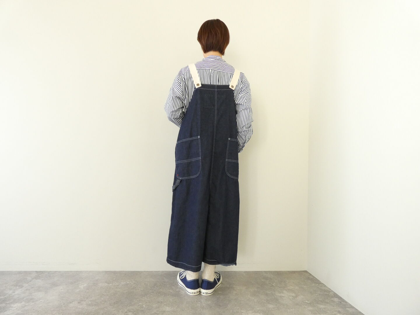 快晴堂(かいせいどう) Girlsマルチシーズン 7オンスデニム BIGオーバーオールスカートの商品画像7