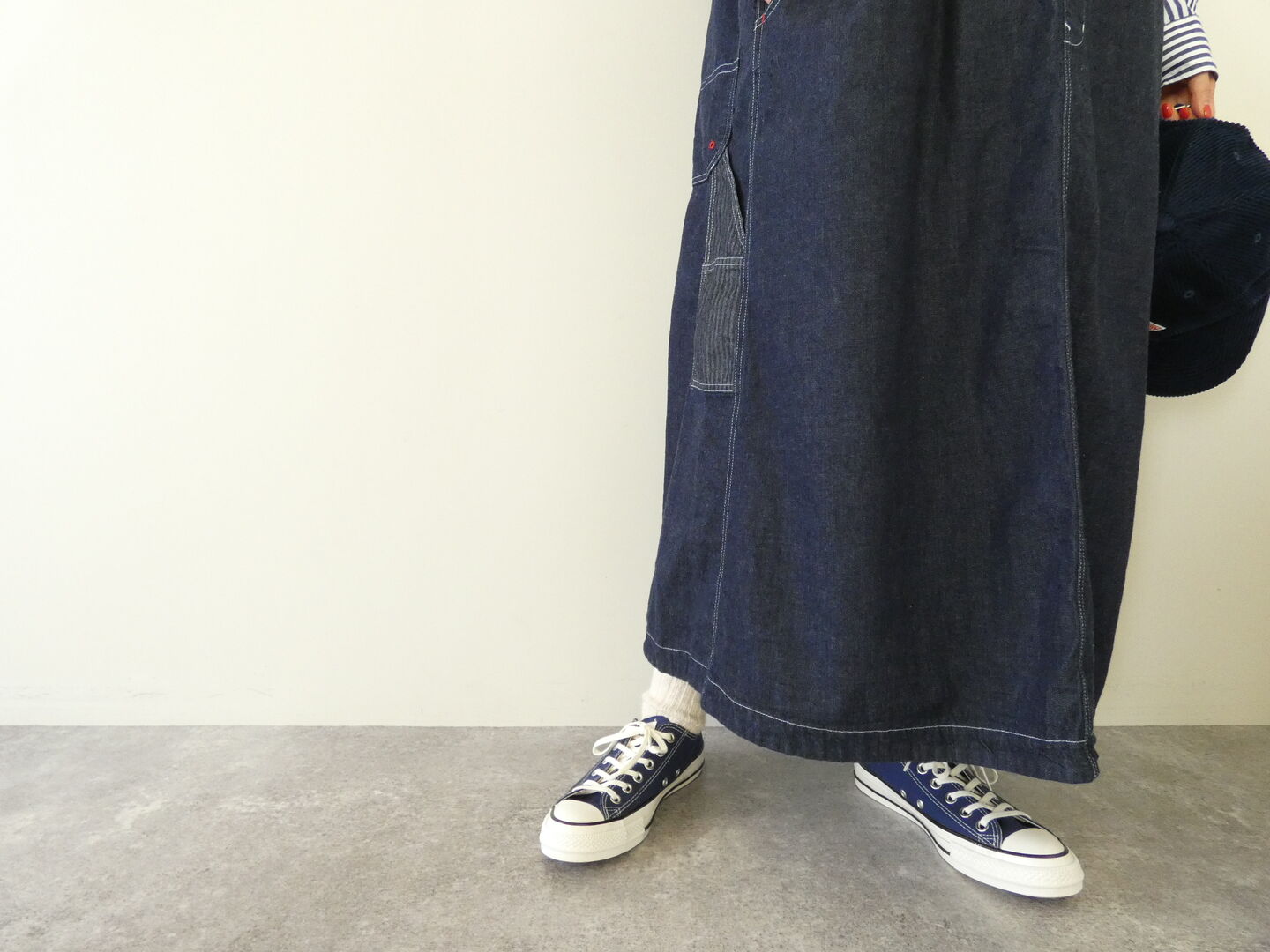 快晴堂(かいせいどう) Girlsマルチシーズン 7オンスデニム BIGオーバーオールスカートの商品画像8