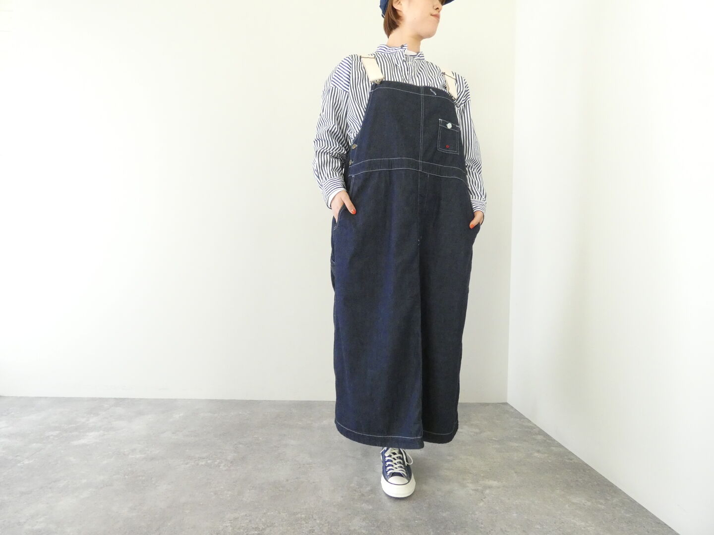 快晴堂(かいせいどう) Girlsマルチシーズン 7オンスデニム BIGオーバーオールスカートの商品画像9