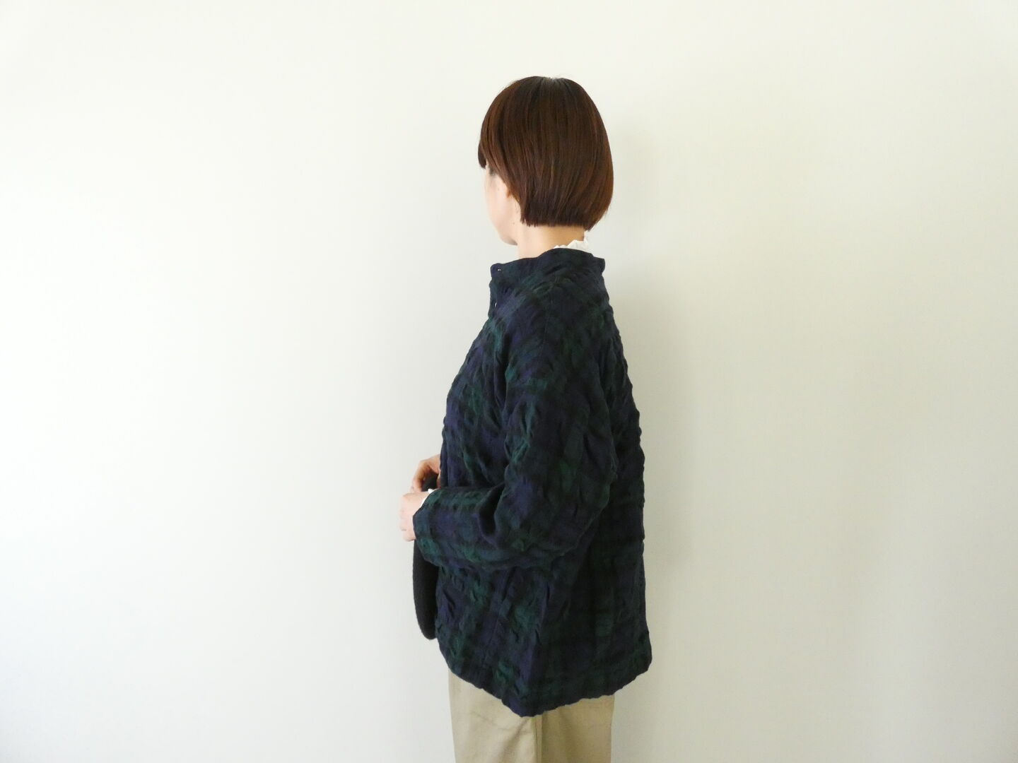 prit(プリット) ウールコットンチェックスタンドカラーシャツジャケットの商品画像9