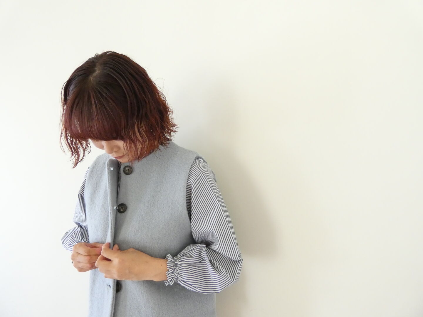 mao made(マオメイド) 中綿キルト×布帛ドッキングスタンダードベストの商品画像7