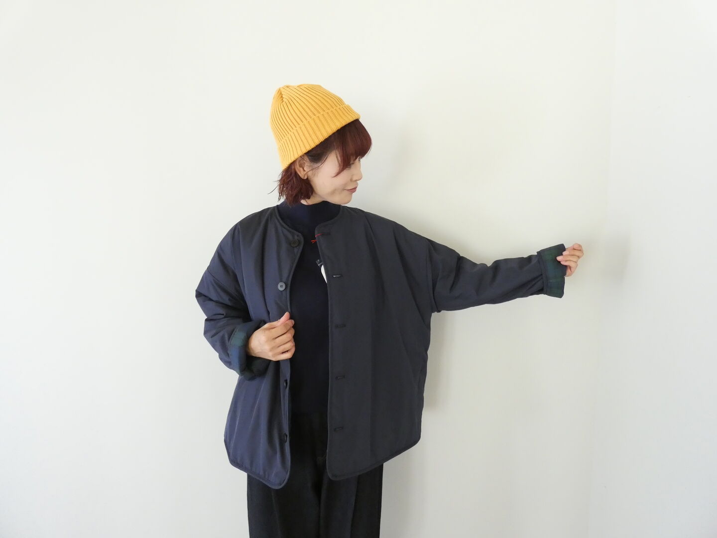 mao made(マオメイド) インクジェットプリント柄柄キルトリバーシブル　軽くてあったかリバーシブルジャケットの商品画像7