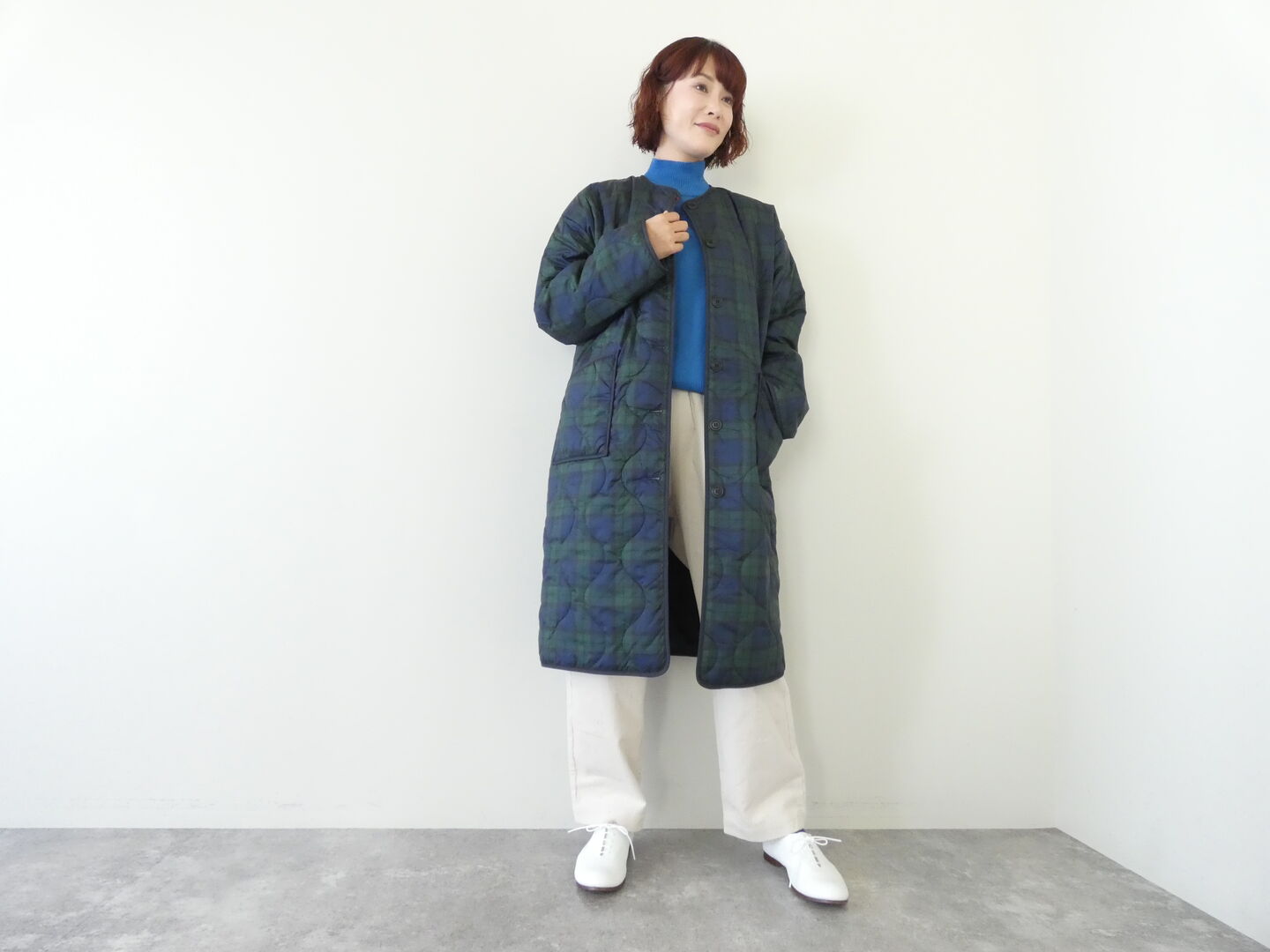 mao made(マオメイド) インクジェットプリント柄柄キルトリバーシブル　軽くてあったかリバーシブルロングコートの商品画像1