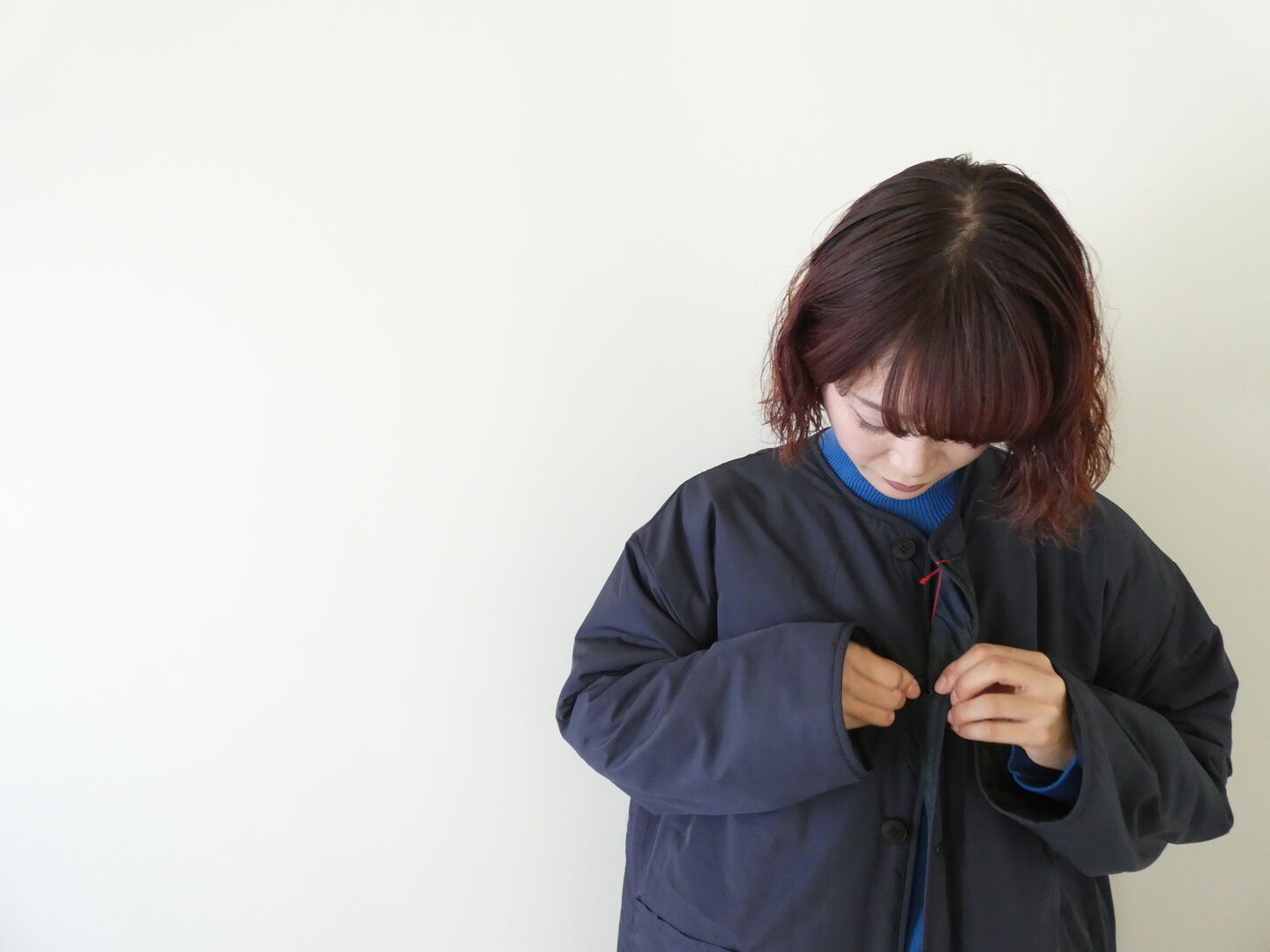 mao made(マオメイド) インクジェットプリント柄柄キルトリバーシブル　軽くてあったかリバーシブルロングコートの商品画像12