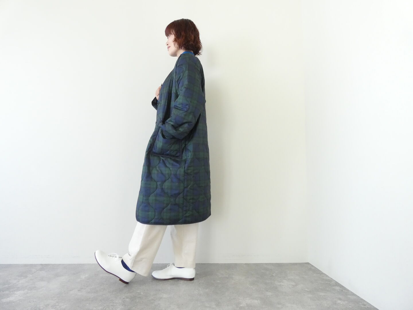 mao made(マオメイド) インクジェットプリント柄柄キルトリバーシブル　軽くてあったかリバーシブルロングコートの商品画像4