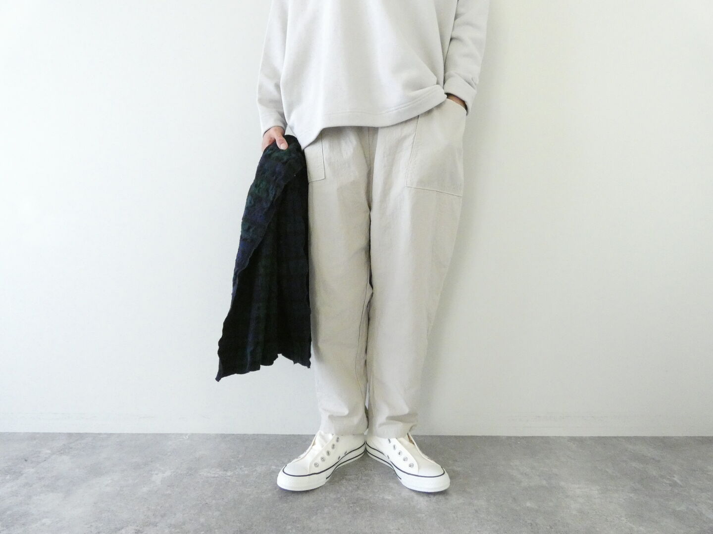 prit(プリット) 40/1二重織接結サルエルパンツの商品画像1
