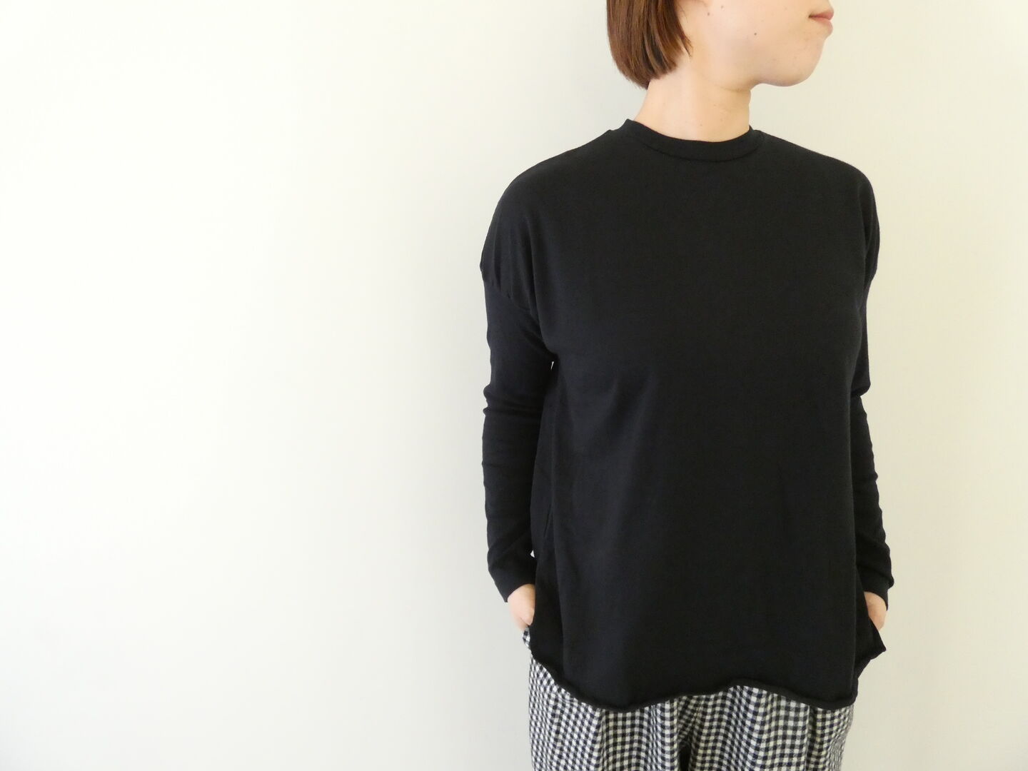 homspun(ホームスパン) 40/2天竺L/S裾ロックプルオーバーの商品画像1